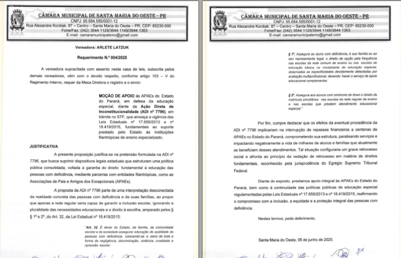 Câmara aprova Moção de Apoio às APAEs
