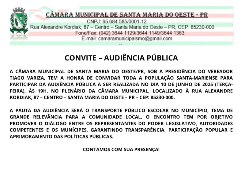 Audiência Pública Transporte Escolar
